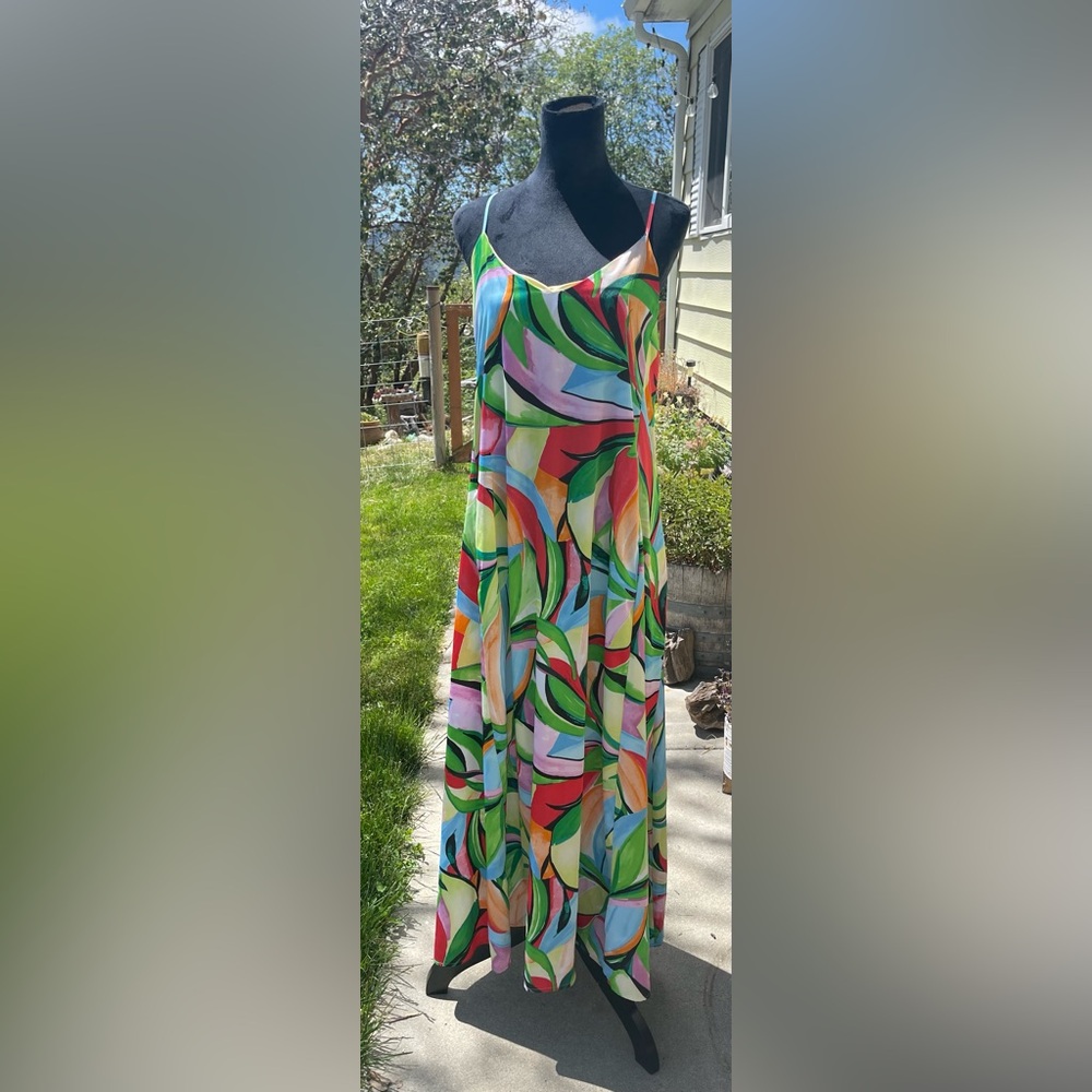 Nicole miller silky multi color maxi